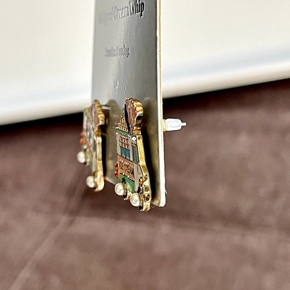 SUGARFIX by BaubleBar Earrings ‘Whipped Cream Whip' Crystal Ice Cream Truck NWT - Picture 7 of 8